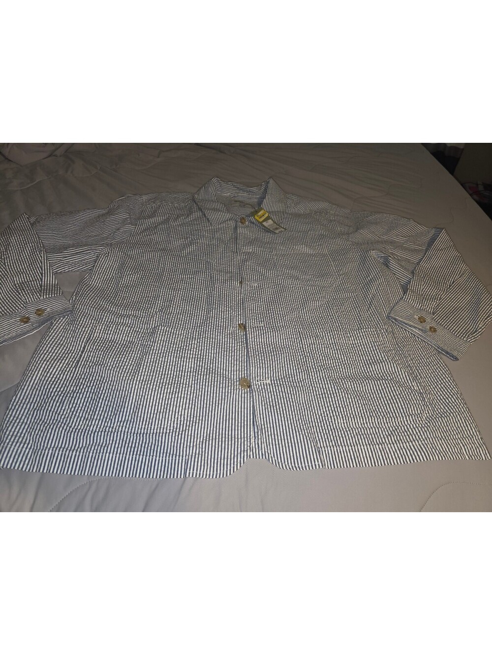 Goodfellow & Co Men’s Gray Striped Textured Chore Shirt Button Front NWT - 2XL